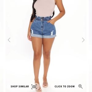 Fashion Nova Waist of Time Blue Denim Shorts M